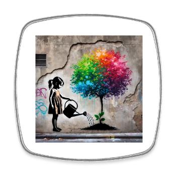 Kein Banksy - Wachstum im Beton - Viereckiger Kühlschrankmagnet - Weiß - Vorne