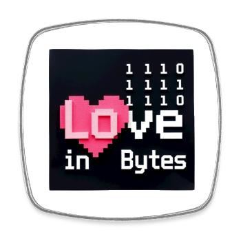 Love in Bytes Pixel Art - Square fridge magnet - white - Front