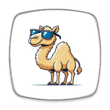 Lunettes de soleil camel - Magnet carré - blanc - Devant