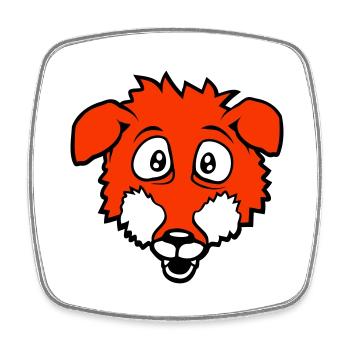 Renard Grands Yeux Effrayé Heureux Peur Cool - Magnet carré - blanc - Devant