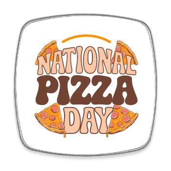 Journée nationale de la pizza 2025 pizza day gift - Magnet carré - blanc - Devant