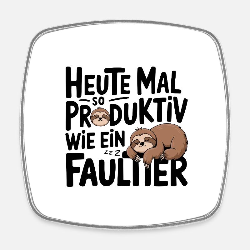 Productive sloth-style - Square fridge magnet - white