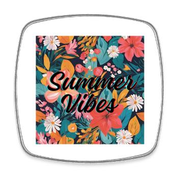 Summer Vibes - Viereckiger Kühlschrankmagnet - Weiß - Vorne