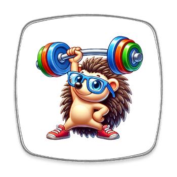 Hedgehog Barbell Fitness Training - Square fridge magnet - white - Front