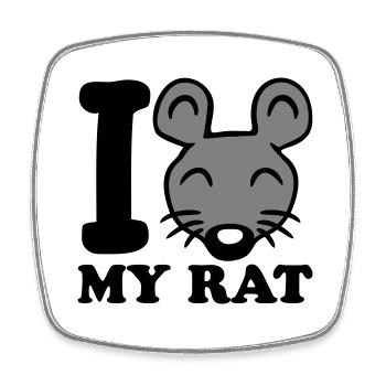 I Love My Rat Text Spruch Maus Süße Kleine Ratte - Viereckiger Kühlschrankmagnet - Weiß - Vorne