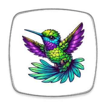 Colibri Oiseau - Magnet carré - blanc - Devant