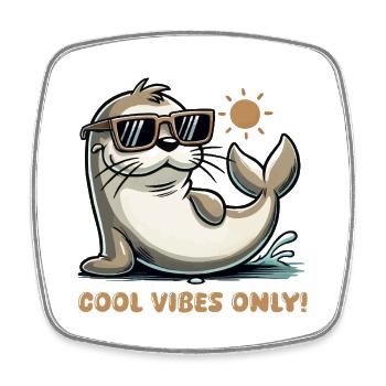 Seal Sunglasses Comic - Square fridge magnet - white - Front