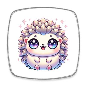 Super Cute Kawaii Baby Hedgehog - Viereckiger Kühlschrankmagnet - Weiß - Vorne