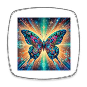 Power Animal Butterfly - Square fridge magnet - white - Front