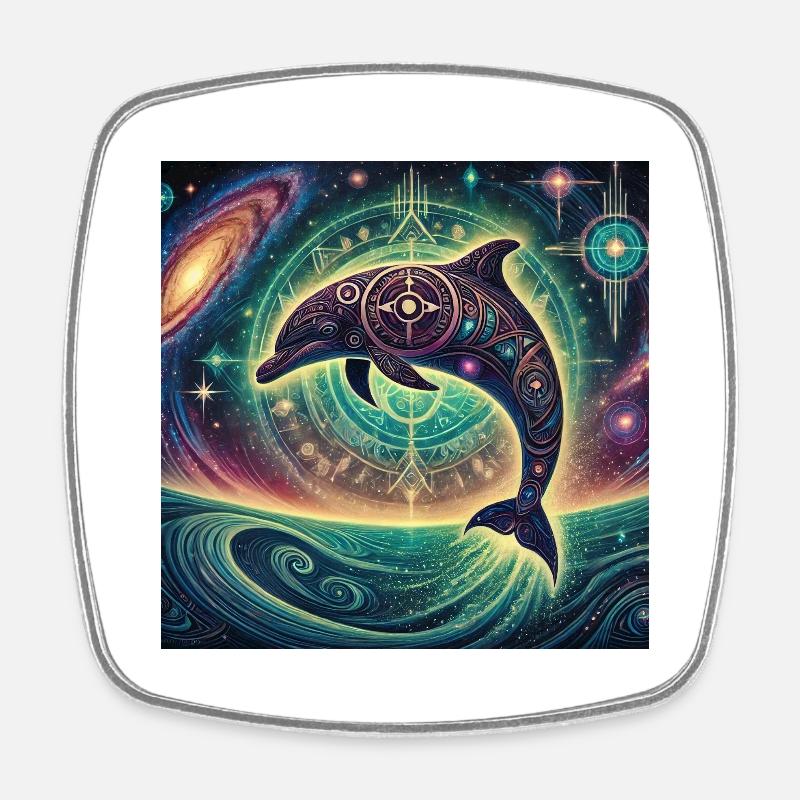Dolphin power animal - Square fridge magnet - white
