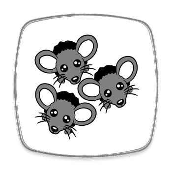 3 souris Trou mural Trou de souris Trois amis Équipe Équipage - Magnet carré - blanc - Devant