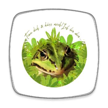 Grenouille Prince Roi Embrasse-Moi - Magnet carré - blanc - Devant