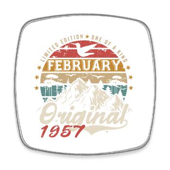 Cadeau 68e Anniversaire Nées En Février 1957 - Magnet carré - blanc - Devant