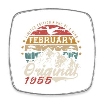 Cadeau 70e Anniversaire Nées En Février 1955 - Magnet carré - blanc - Devant
