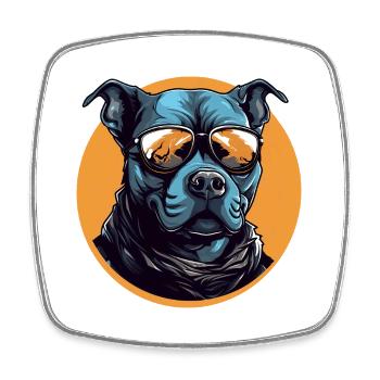Cooler Bully mit Sonnenbrille - Viereckiger Kühlschrankmagnet - Weiß - Vorne