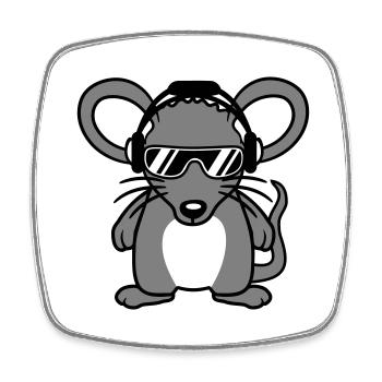 Maus Sonnenbrille Cool Kopfhörer Party Musik hören - Viereckiger Kühlschrankmagnet - Weiß - Vorne