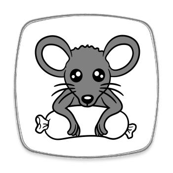 Souris grosse saucisse manger faim saucisse grillades - Magnet carré - blanc - Devant