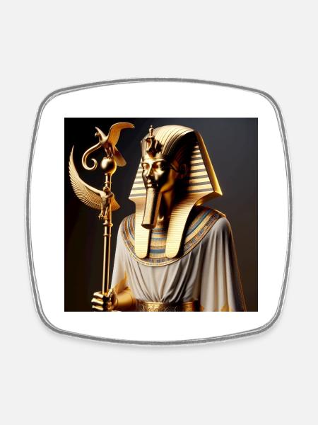3D Pharao - Viereckiger Kühlschrankmagnet - Weiß