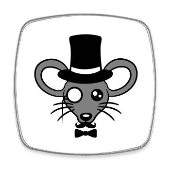 Mr. Maus Zylinder Hut Monokel Brille reicher Herr - Viereckiger Kühlschrankmagnet - Weiß - Vorne