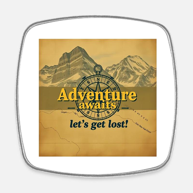 L’aventure vous attend Vintage Map Travel Explorer - Magnet carré - blanc