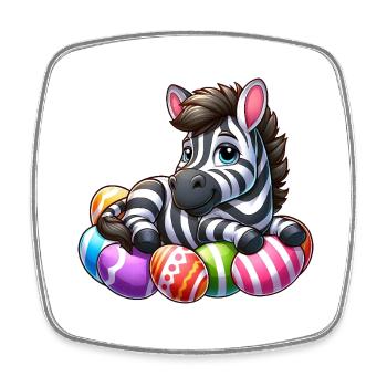 Cute Zebra Easter Egg Cartoon Easter - Square fridge magnet - white - Front