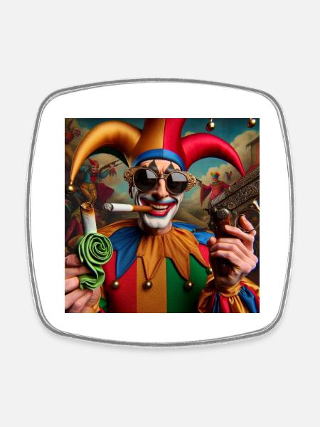 Joker mit Sonnenbrille - Viereckiger Kühlschrankmagnet - Weiß