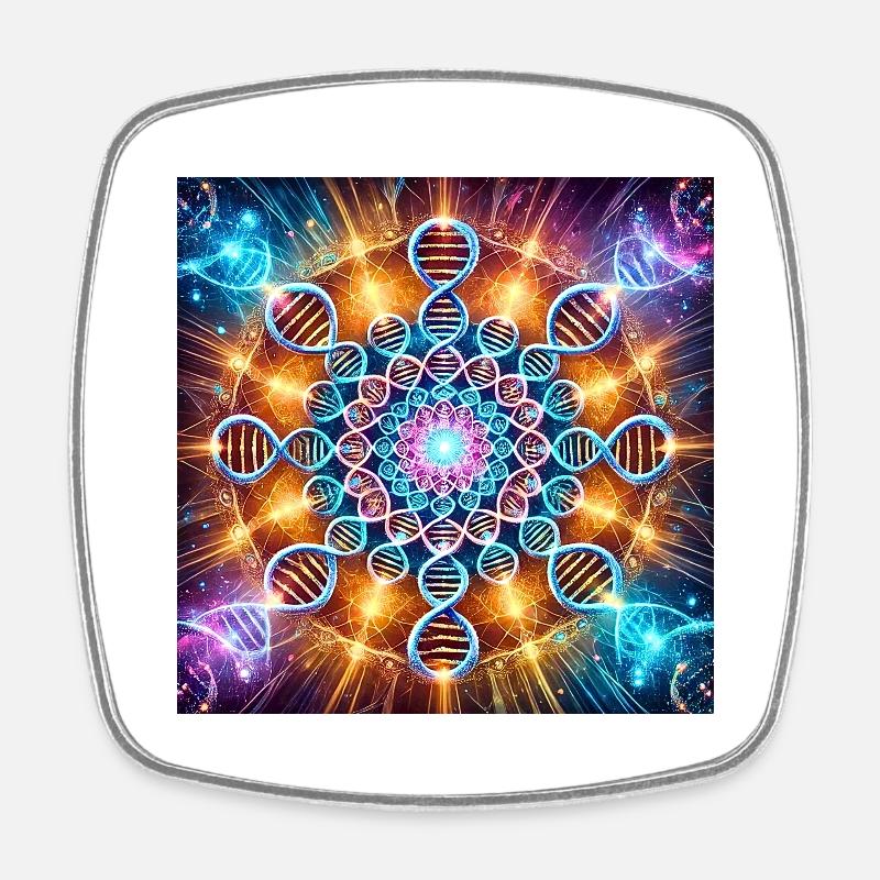 DNA HEALING 528HZ - Square fridge magnet - white