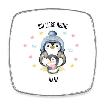Ich liebe meine Mama Pinguin - Viereckiger Kühlschrankmagnet - Weiß - Vorne
