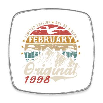 27th Birthday Gift Born In February 1998 - Square fridge magnet - white - Front