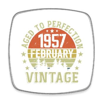Février 1957 - Cadeau Anniversaire Février 1957 - Magnet carré - blanc - Devant
