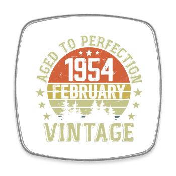 February 1954 - February 1954 Birthday Gift - Square fridge magnet - white - Front