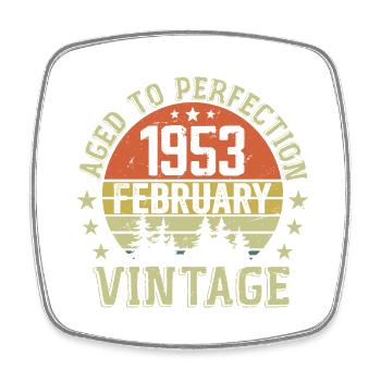 Février 1953 - Cadeau Anniversaire Février 1953 - Magnet carré - blanc - Devant