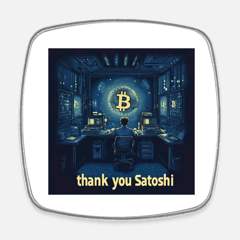 Bitcoin Satoshi - Viereckiger Kühlschrankmagnet - Weiß