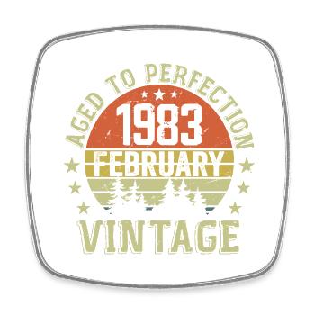 Februar 1983 - Februar 1983 Geburtstagsgeschenk - Viereckiger Kühlschrankmagnet - Weiß - Vorne