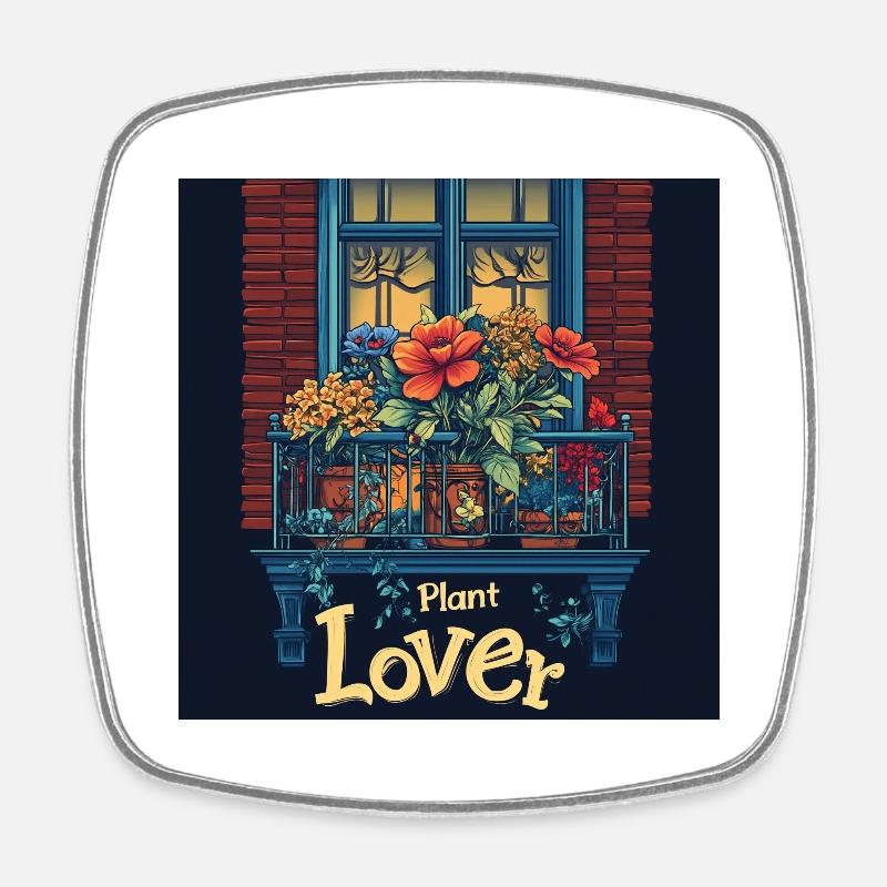 Plant lover - Square fridge magnet - white