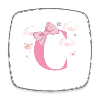 Letter c pink clouds - Square fridge magnet - white - Front