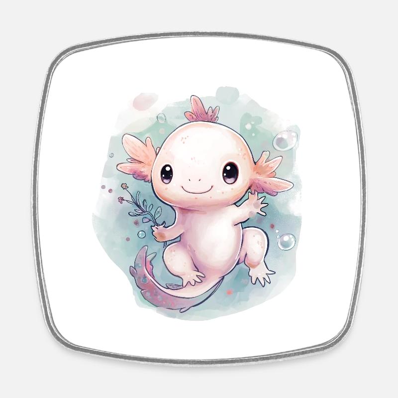 Bébé axolotl - Magnet carré - blanc