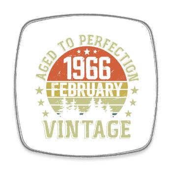 Février 1966 - Cadeau Anniversaire Février 1966 - Magnet carré - blanc - Devant