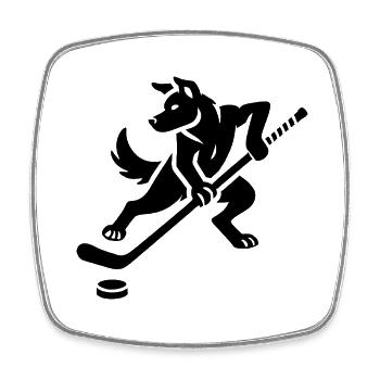 Husky Silhouette Eishockey Minimalistisches Design - Viereckiger Kühlschrankmagnet - Weiß - Vorne