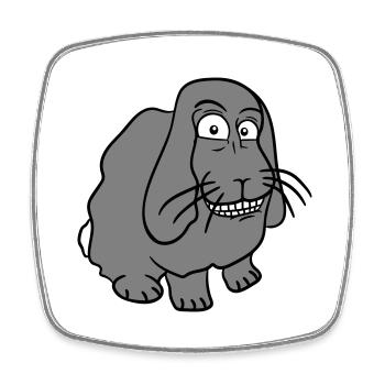 Bunny Rabbit Funny Face Grimace Grin - Square fridge magnet - white - Front