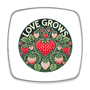 L’amour fait pousser la fraise - Magnet carré - blanc - Devant