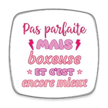 Pas parfaite mais boxeuse,Boxe,boxe - Magnet carré - blanc - Devant