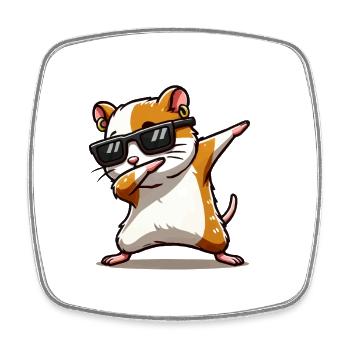 Hamster dabbing - Square fridge magnet - white - Front