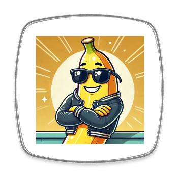 Cool banana with leather jacket and sunglasses - Square fridge magnet - white - Front