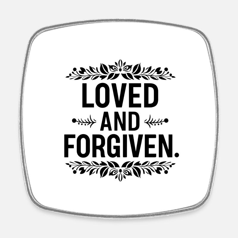 Loved and forgiven - Square fridge magnet - white