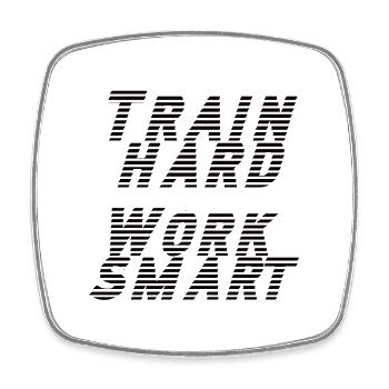 train hard - work smart - Viereckiger Kühlschrankmagnet - Weiß - Vorne