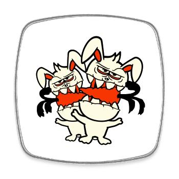 2 Bunnies Monster Friends Eat Carrots Carrots - Square fridge magnet - white - Front