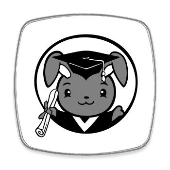 Bunny College School Graduation Abitur Certificat Sweet - Magnet carré - blanc - Devant