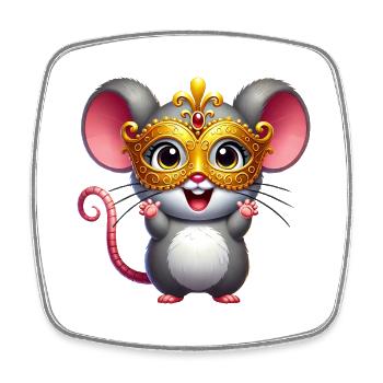 Mardi Gras Souris Rat Masque Carnaval - Magnet carré - blanc - Devant