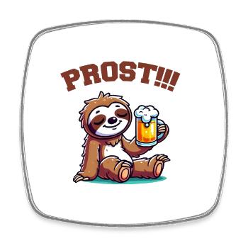 faultier bier comic - Viereckiger Kühlschrankmagnet - Weiß - Vorne
